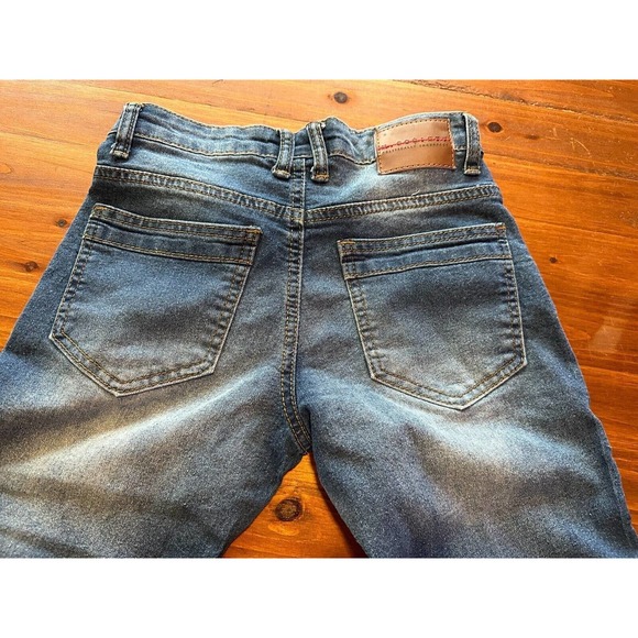 M Society Politically Incorrect Jeans Sz youth12/25 Blue Denim Front Leg Design - Picture 6 of 8
